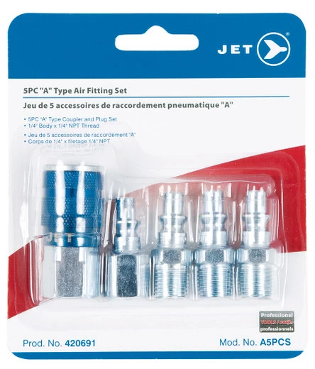 Discount ๐ฏ Jet 420691 - (A5PCS) 5 PC "A" Type Air Fitting Set - 1/4" Body X 1/4" NPT ๐ 4 Discount ๐ฏ Jet 420691 - (A5PCS) 5 PC "A" Type Air Fitting Set - 1/4" Body X 1/4" NPT ๐ - Image 2
